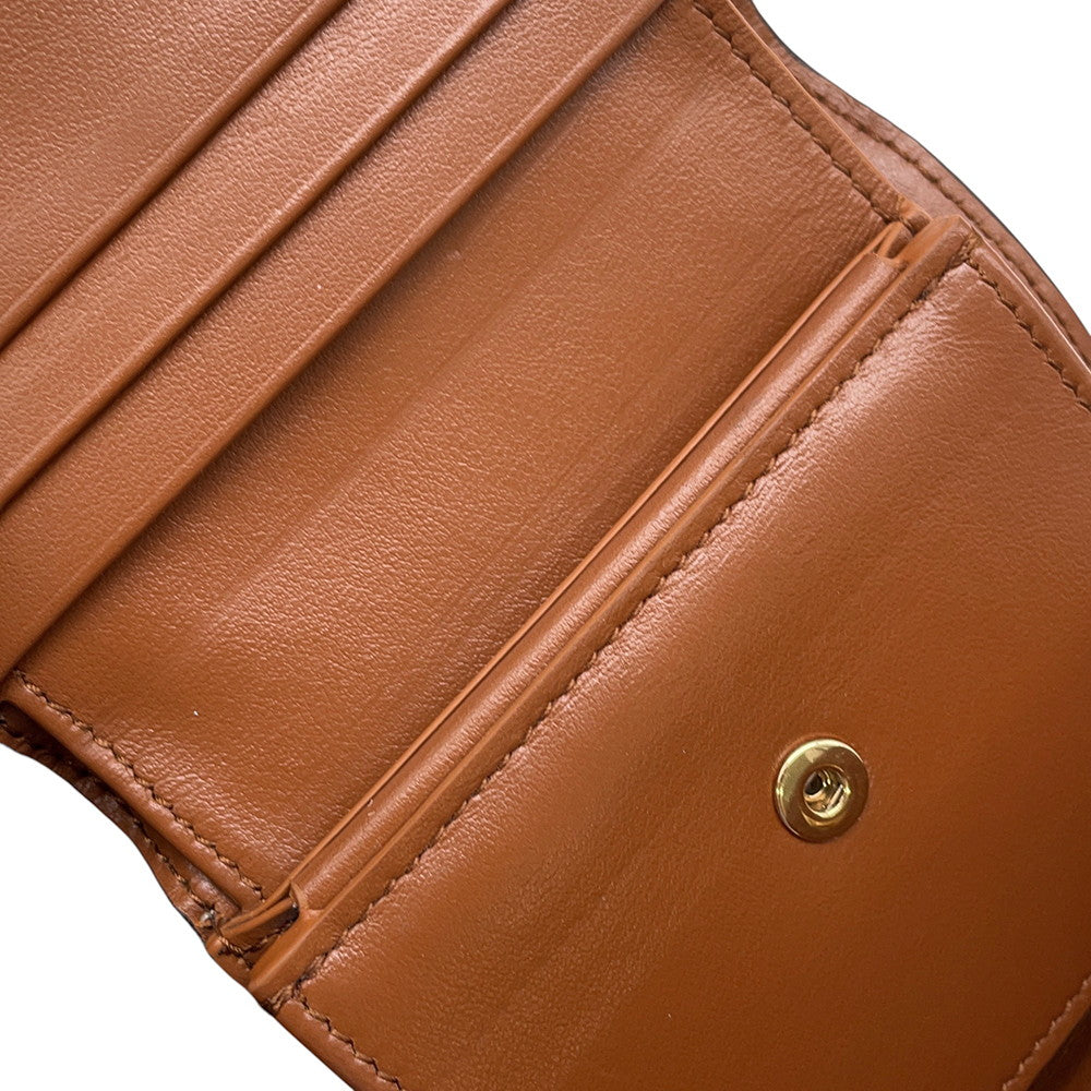 CELINE Triomphe Tri-fold Compact Wallet Brown10D783 Leather