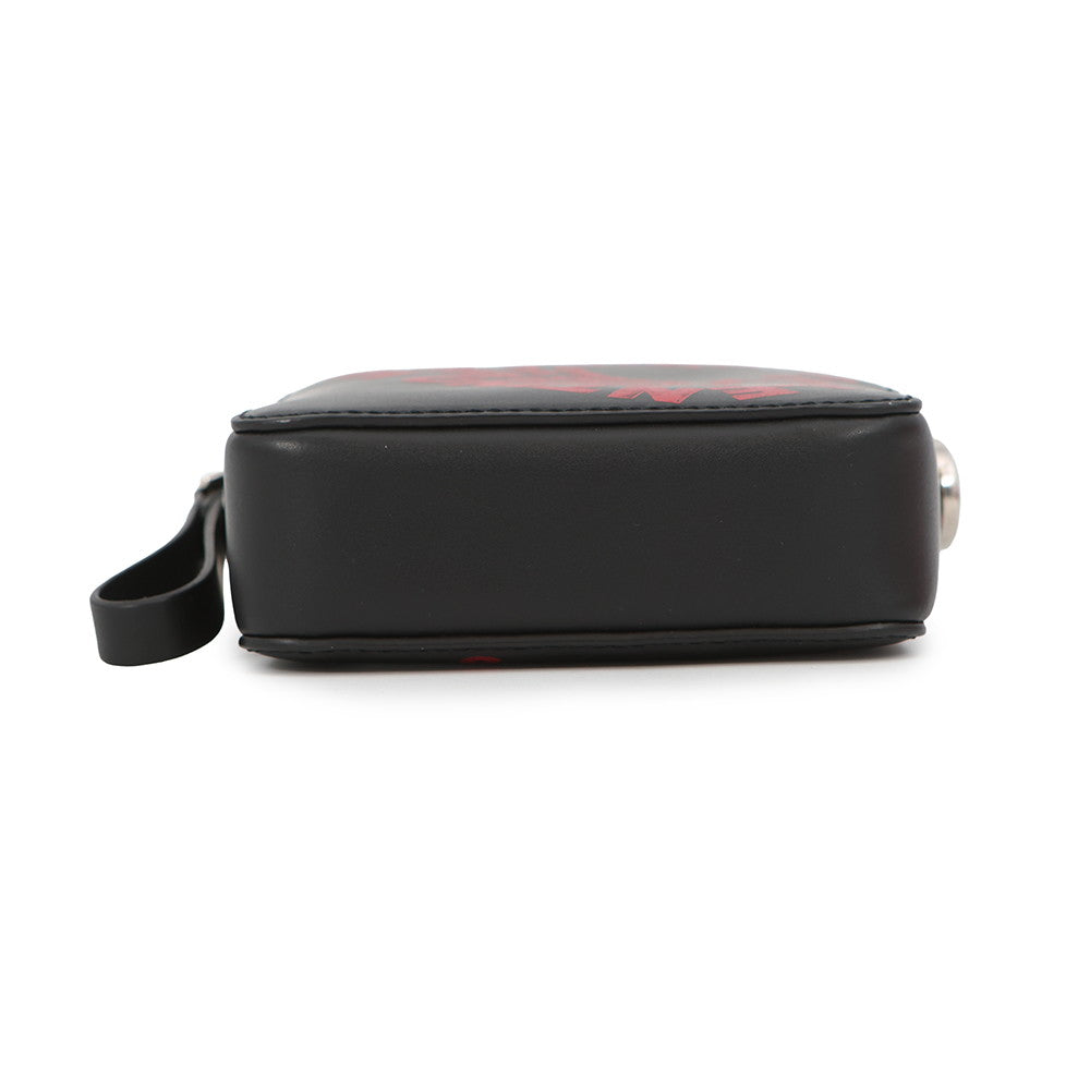 Valentino Garavani Logo Graffiti Shoulder Bag Black/Red Leather