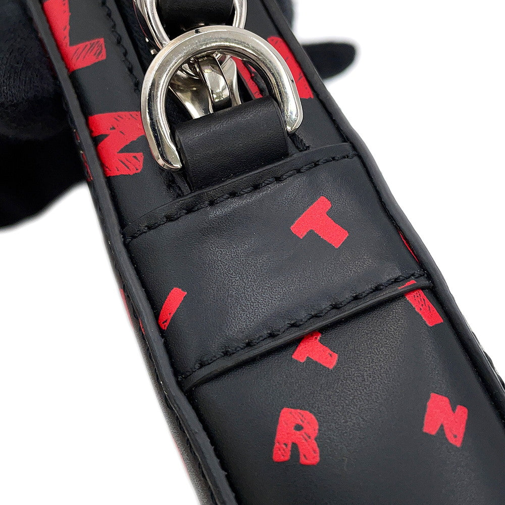 Valentino Garavani Logo Graffiti Shoulder Bag Black/Red Leather