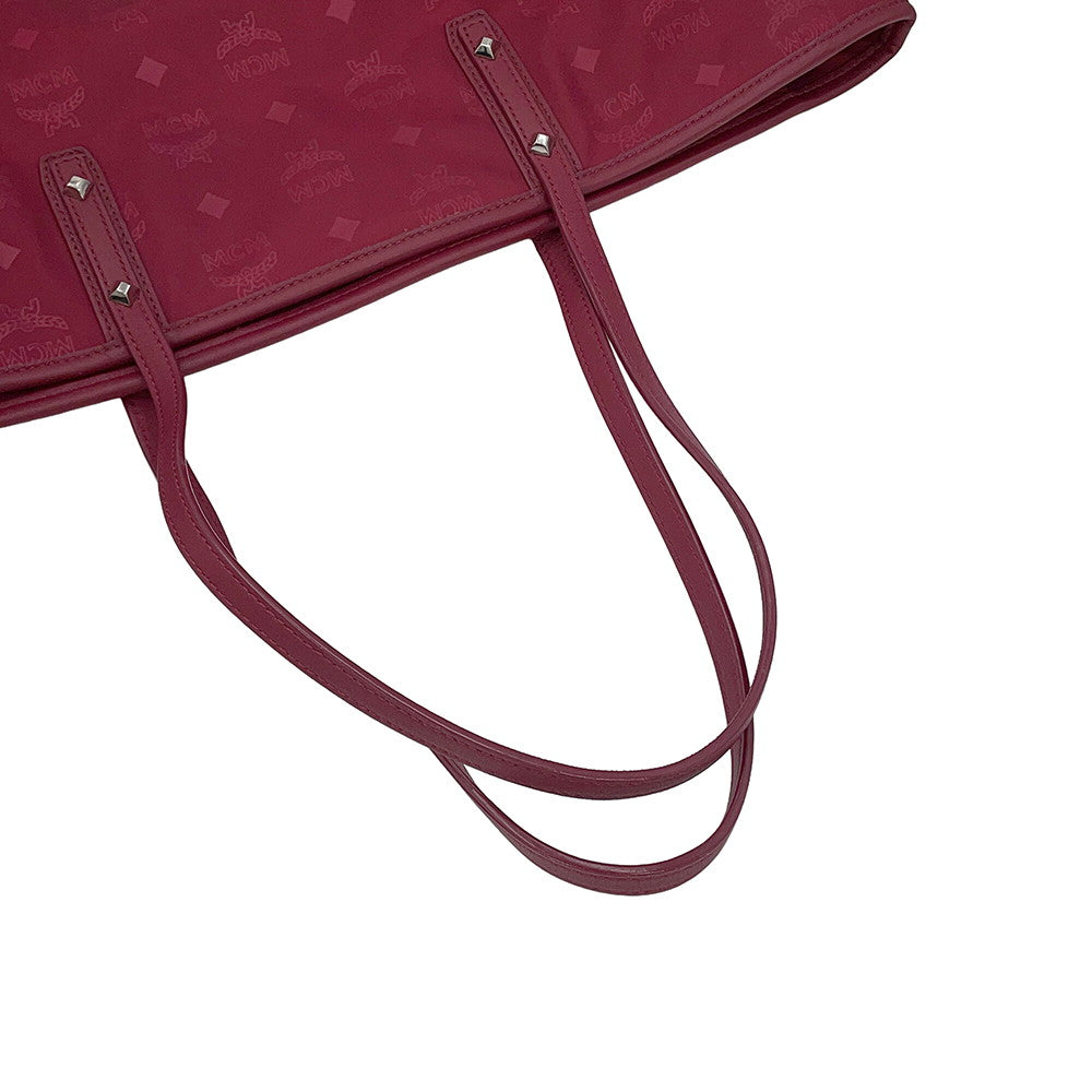 MCM Visetos Studded Tote Bag BordeauxMWP7ADT63RY001 Nylon Leather