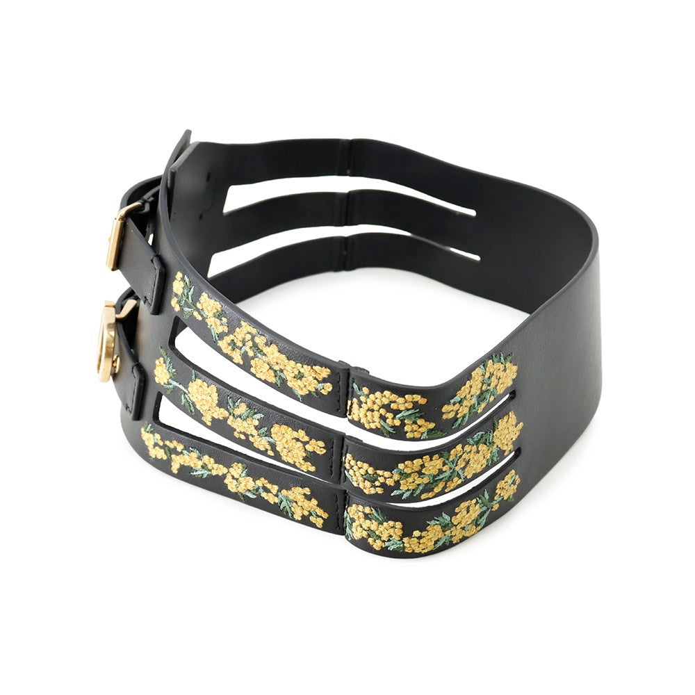 Dior Belt Size 70 Black/Yellow Leather