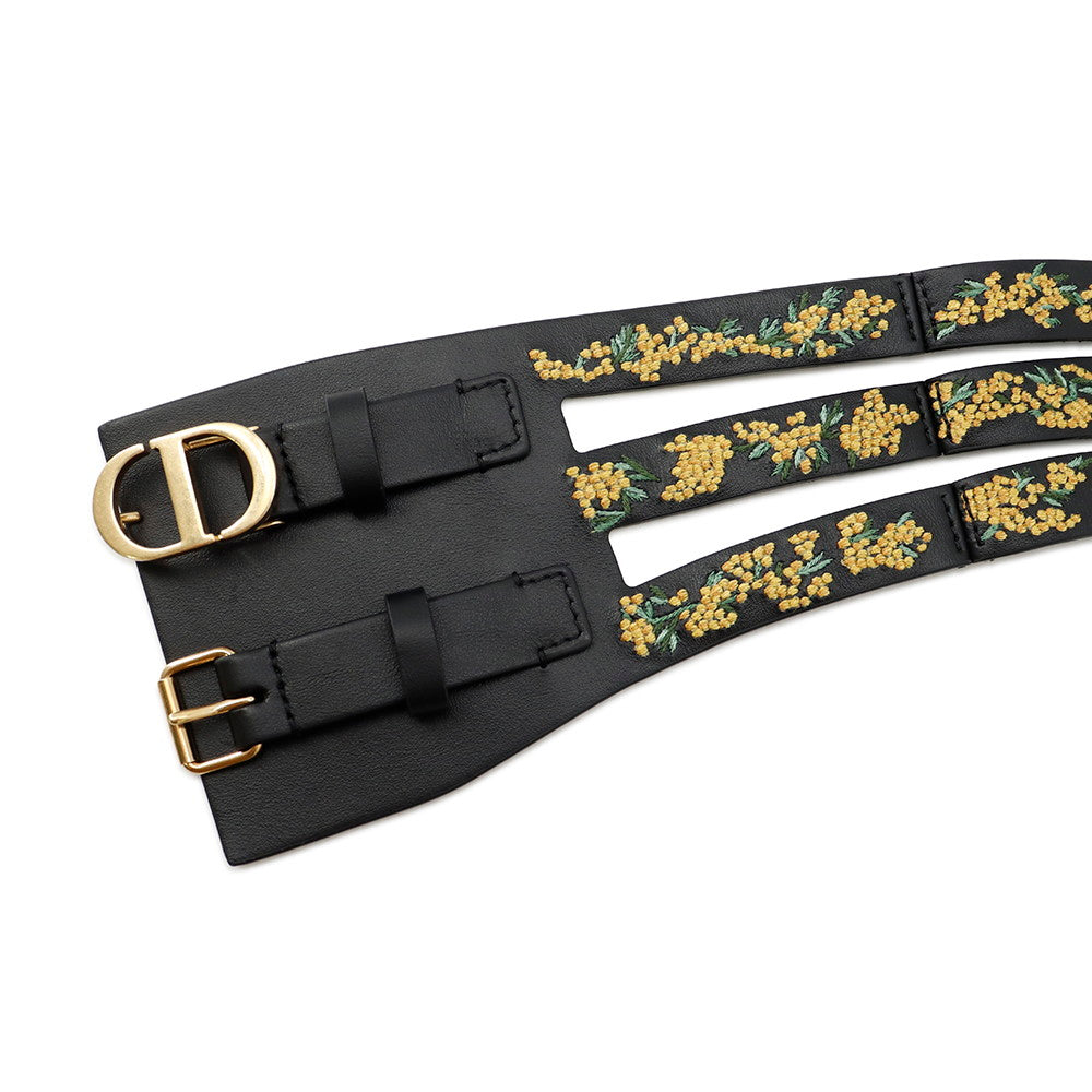Dior Belt Size 70 Black/Yellow Leather