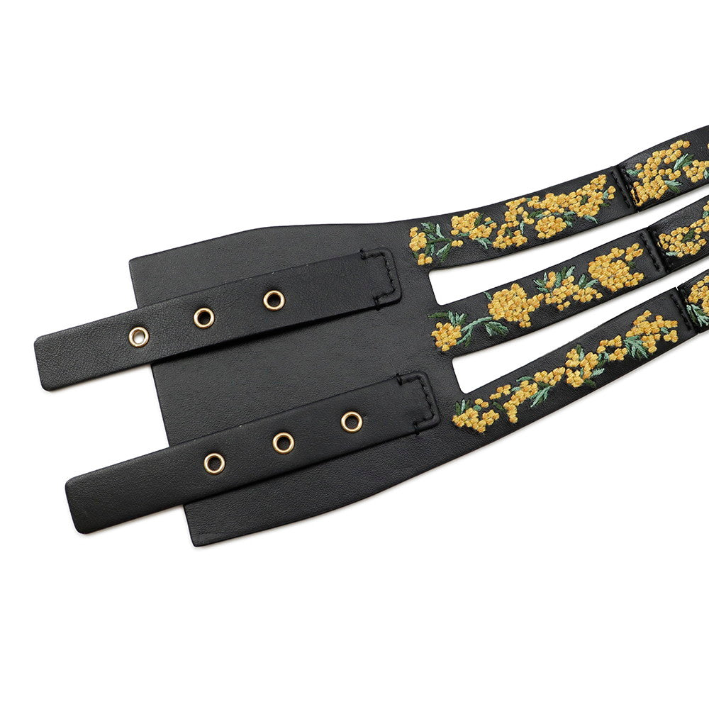 Dior Belt Size 70 Black/Yellow Leather
