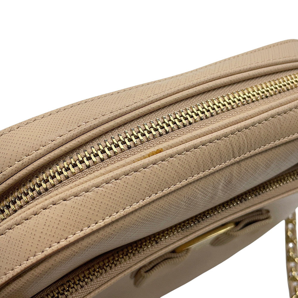 Ferragamo Vara Ribbon Shoulder Bag Beige Leather