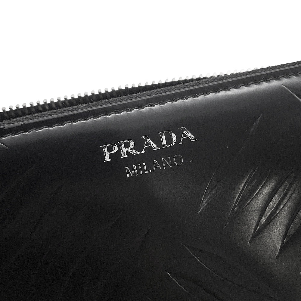 PRADA Zip Around Long Wallet Black2ML317 BrushedLeather