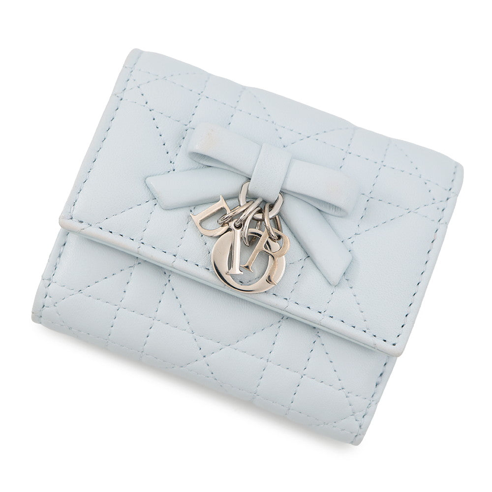 Dior cannage compact wallet Light BlueS2608PUQA Leather