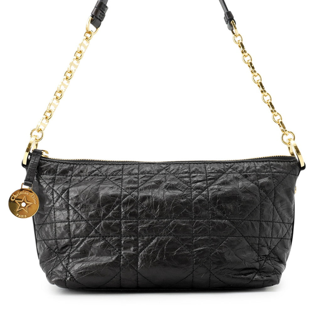 Dior Macrocannage Hobo Shoulder Bag BlackS3202UNIO_M900 CrinkledCalf Leather