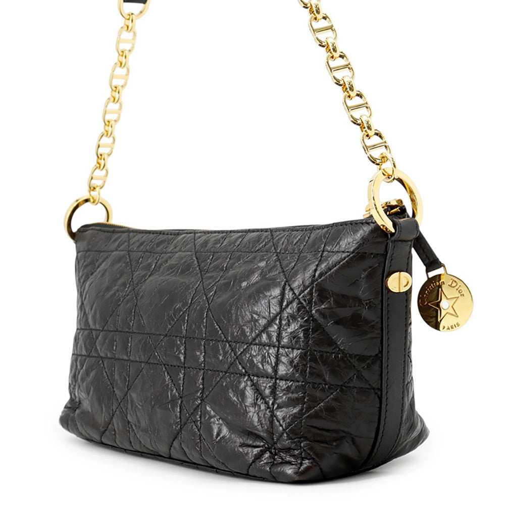 Dior Macrocannage Hobo Shoulder Bag BlackS3202UNIO_M900 CrinkledCalf Leather