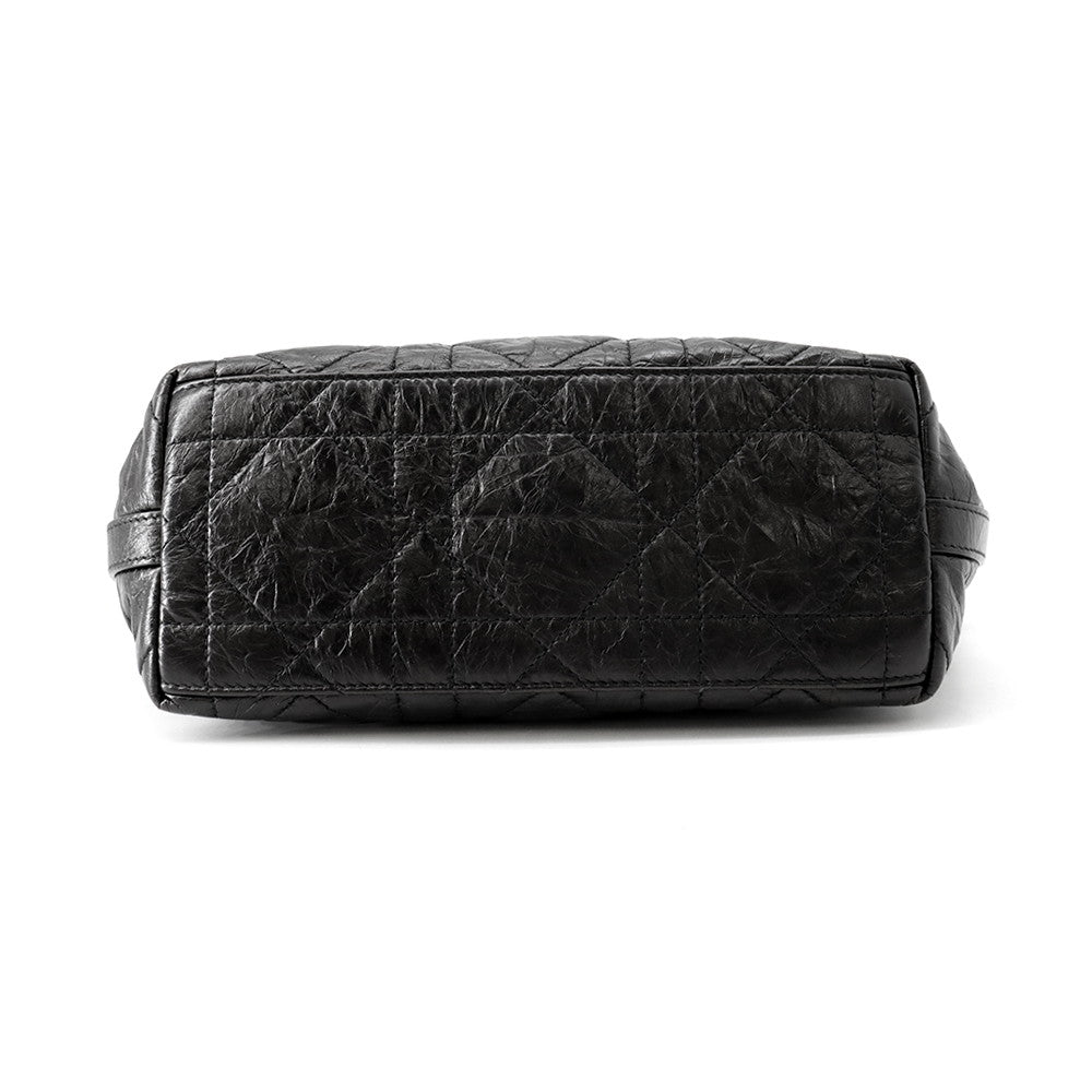 Dior Macrocannage Hobo Shoulder Bag BlackS3202UNIO_M900 CrinkledCalf Leather