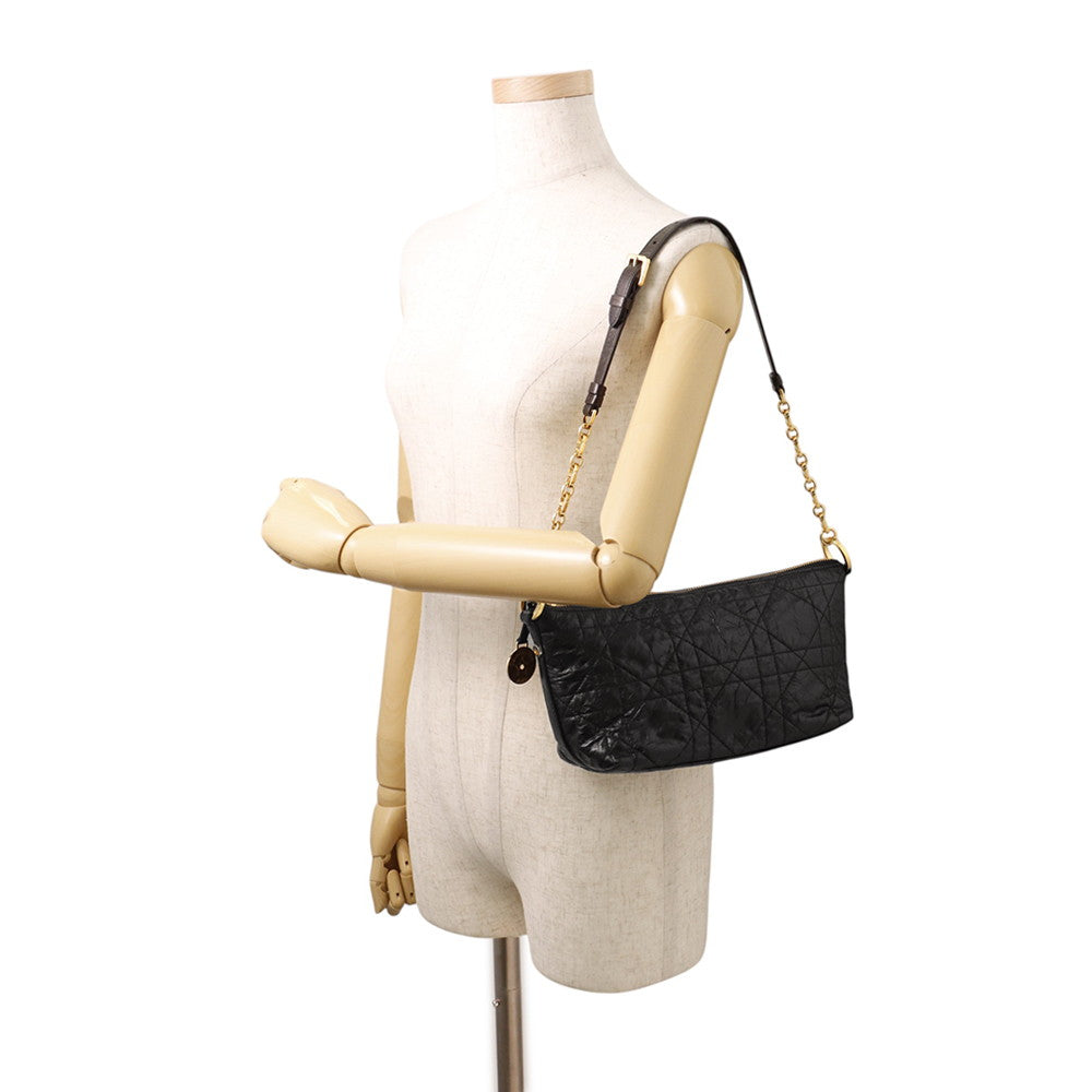Dior Macrocannage Hobo Shoulder Bag BlackS3202UNIO_M900 CrinkledCalf Leather