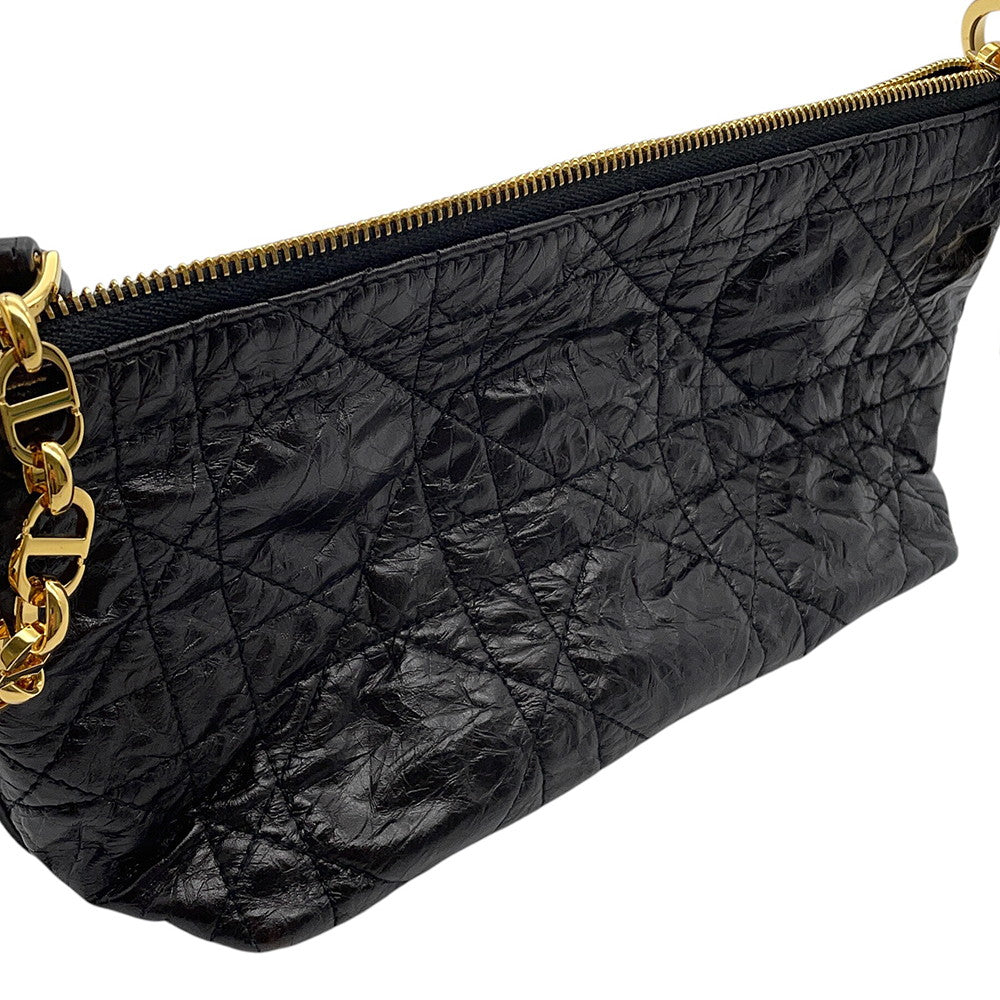 Dior Macrocannage Hobo Shoulder Bag BlackS3202UNIO_M900 CrinkledCalf Leather