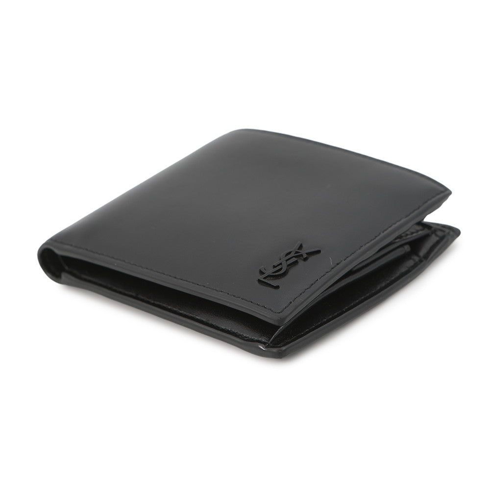 SAINT LAURENT PARIS Cassandra Bi-fold Wallet Black Leather