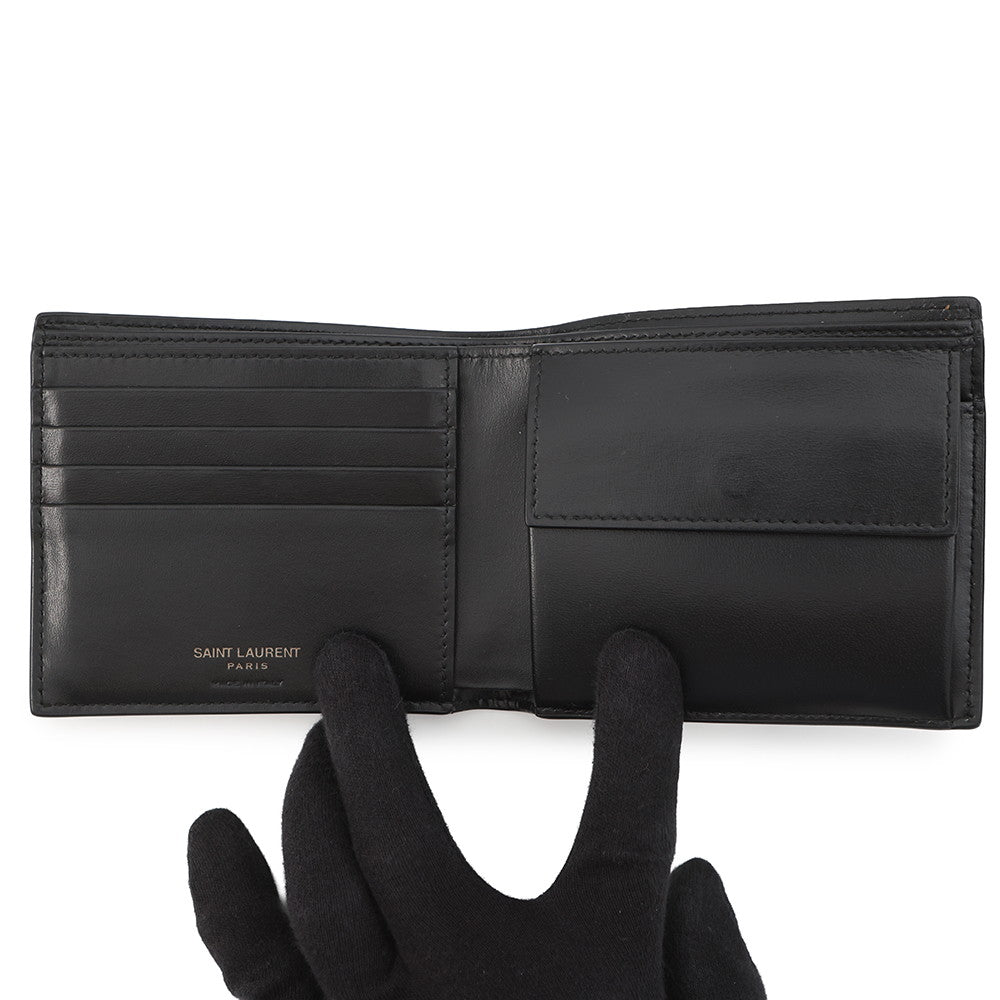 SAINT LAURENT PARIS Cassandra Bi-fold Wallet Black Leather