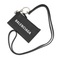 BALENCIAGA Cash Card Case with Key Ring Black/White594548 Leather