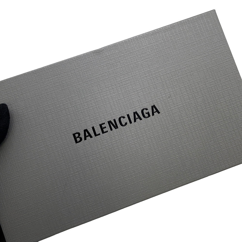 BALENCIAGA Cash Card Case with Key Ring Black/White594548 Leather