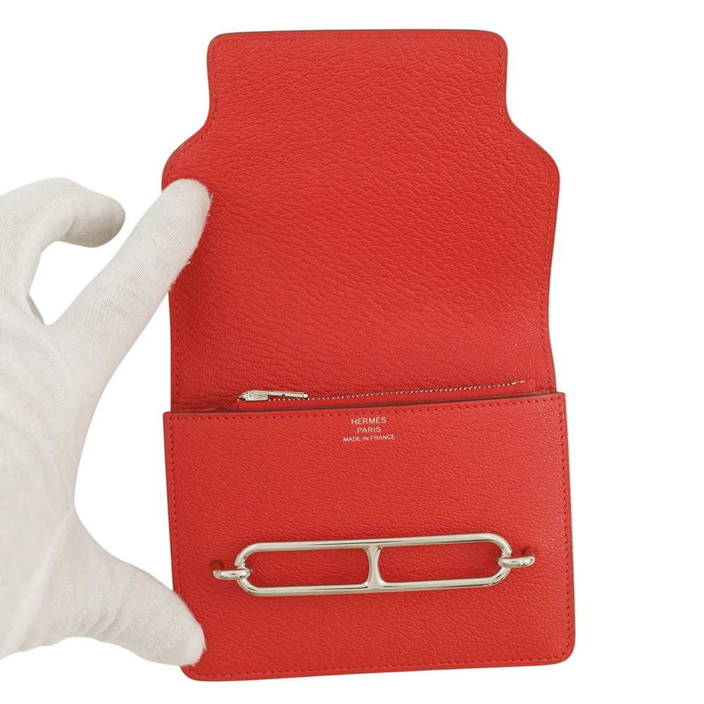 HERMES Roulis Ruri Slim Rouge Coeur Chevre Myzore Goatskin