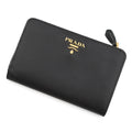 PRADA L-shaped zipper wallet Black Leather