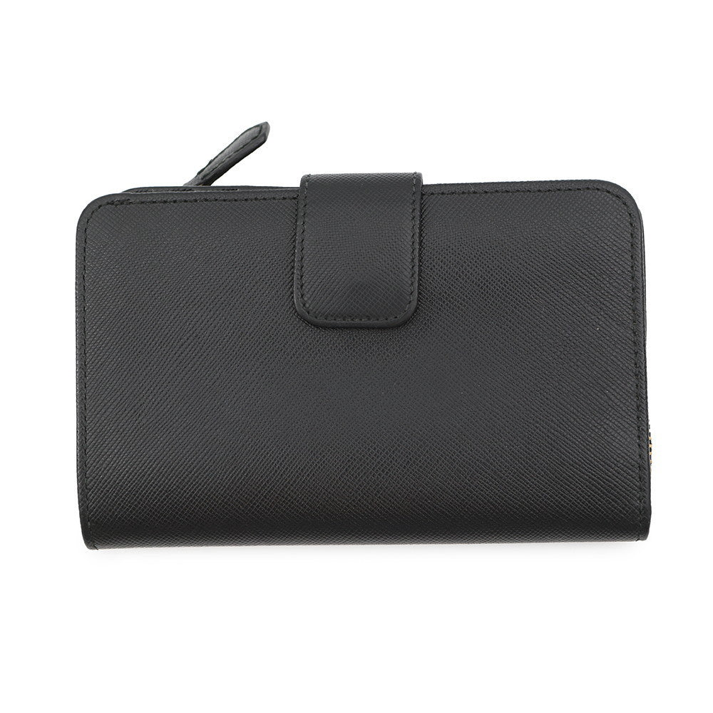 PRADA L-shaped zipper wallet Black Leather