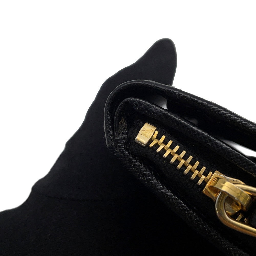 PRADA L-shaped zipper wallet Black Leather