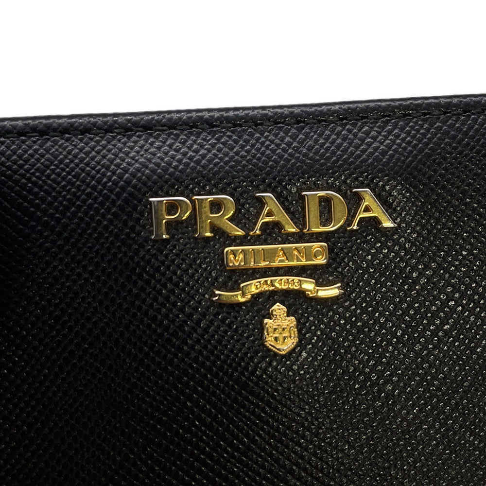 PRADA L-shaped zipper wallet Black Leather