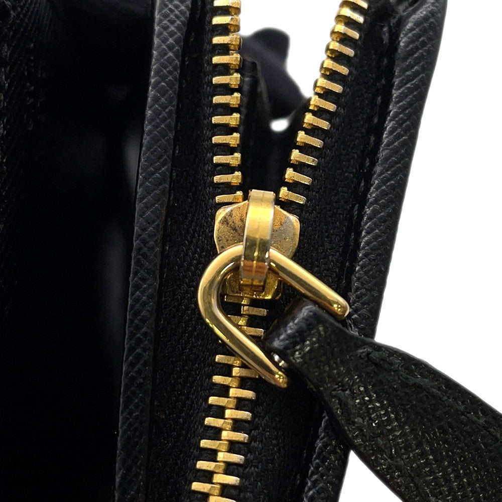 PRADA L-shaped zipper wallet Black Leather