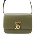 BURBERRY TB logo Shoulder Bag Khaki Leather