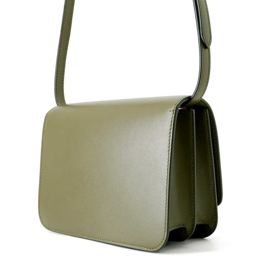 BURBERRY TB logo Shoulder Bag Khaki Leather