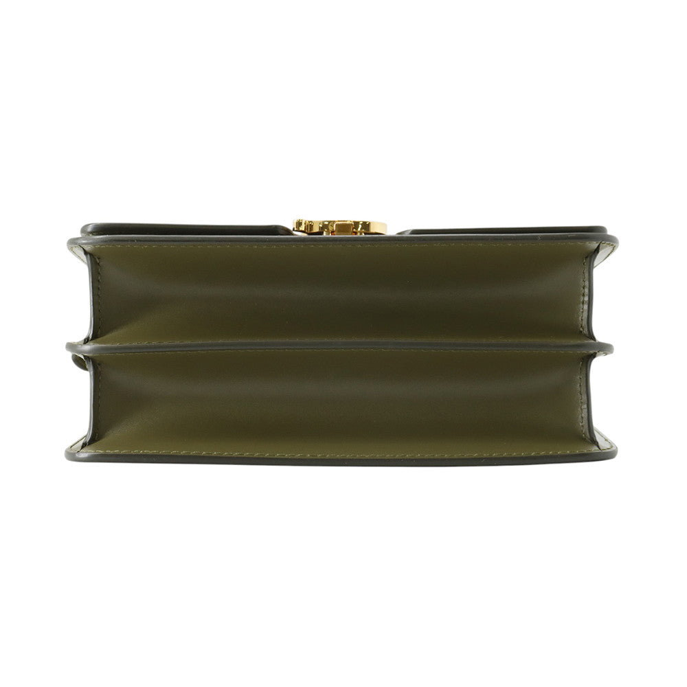 BURBERRY TB logo Shoulder Bag Khaki Leather