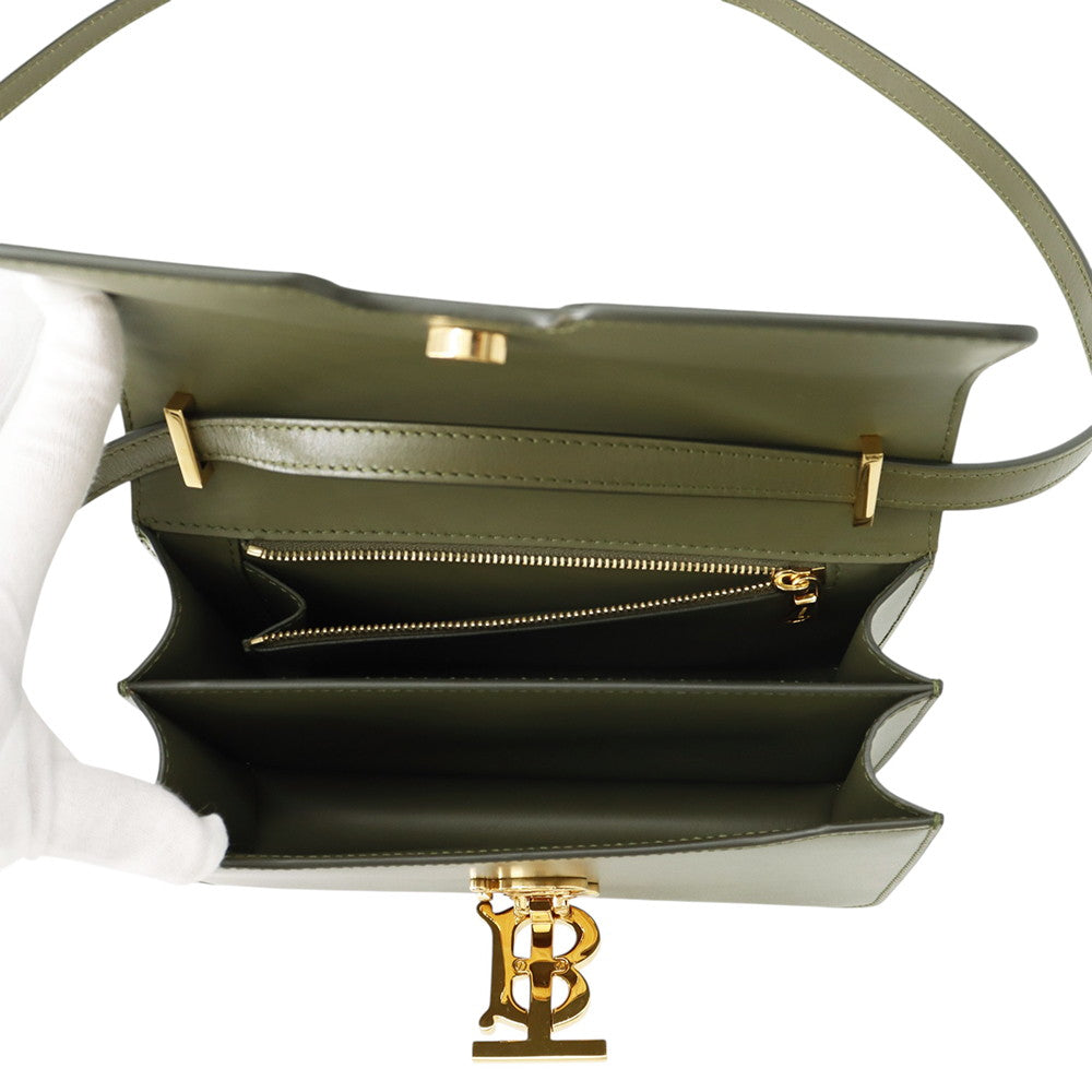 BURBERRY TB logo Shoulder Bag Khaki Leather