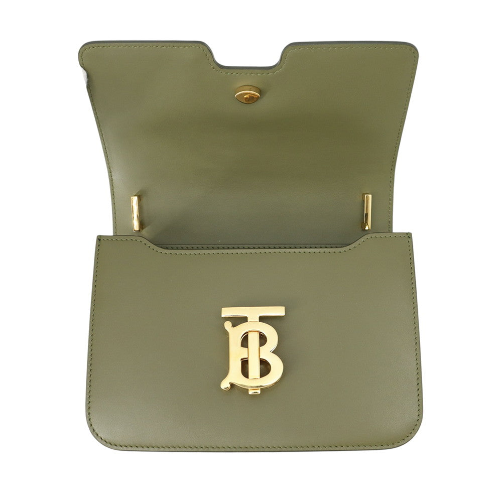 BURBERRY TB logo Shoulder Bag Khaki Leather