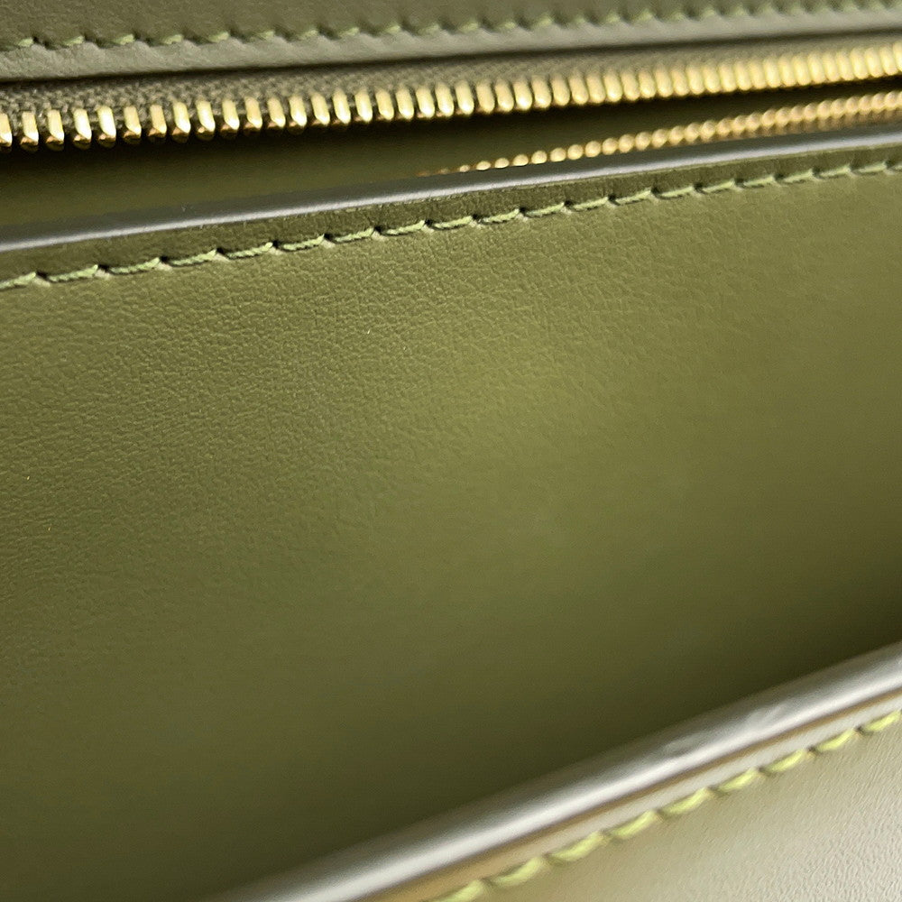 BURBERRY TB logo Shoulder Bag Khaki Leather