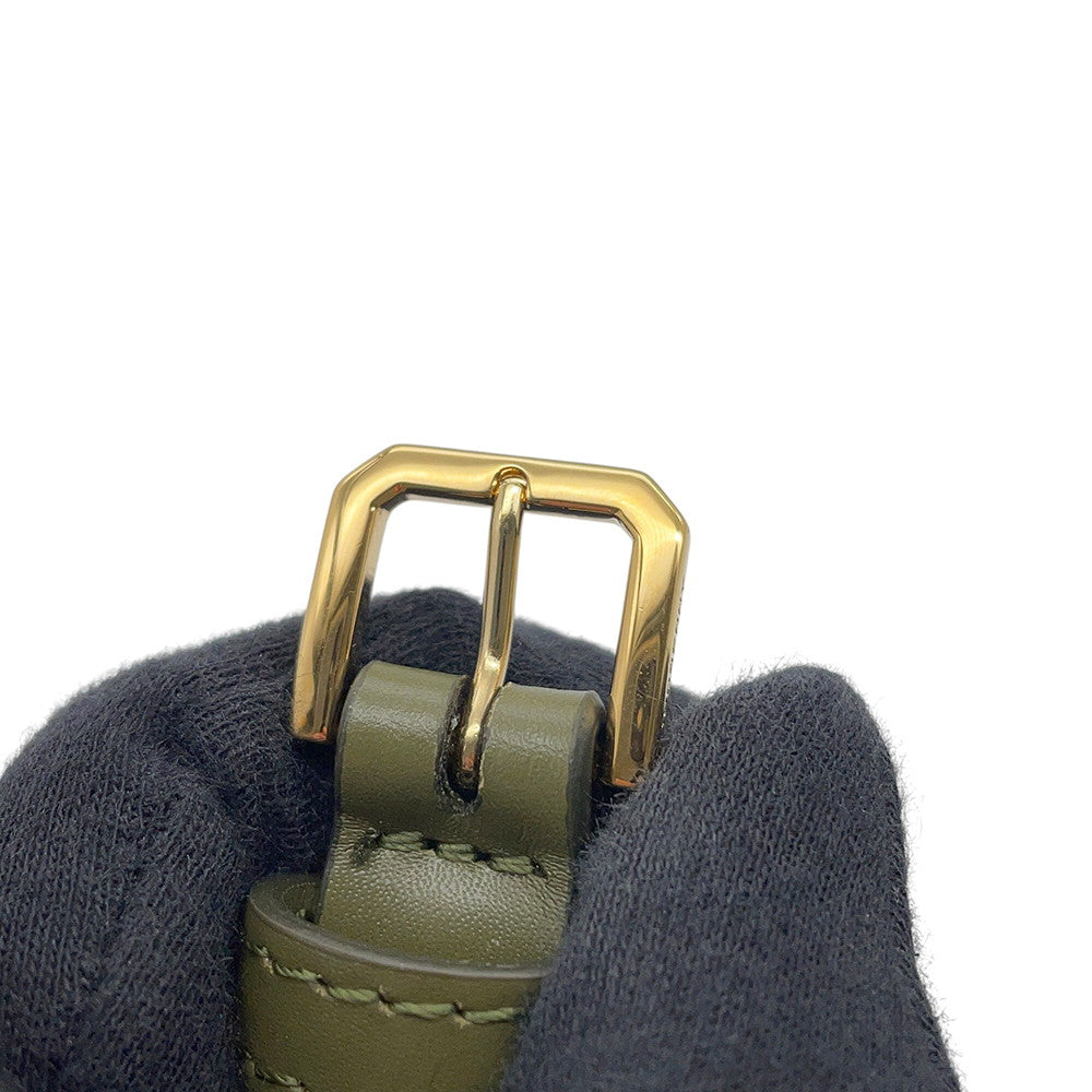 BURBERRY TB logo Shoulder Bag Khaki Leather