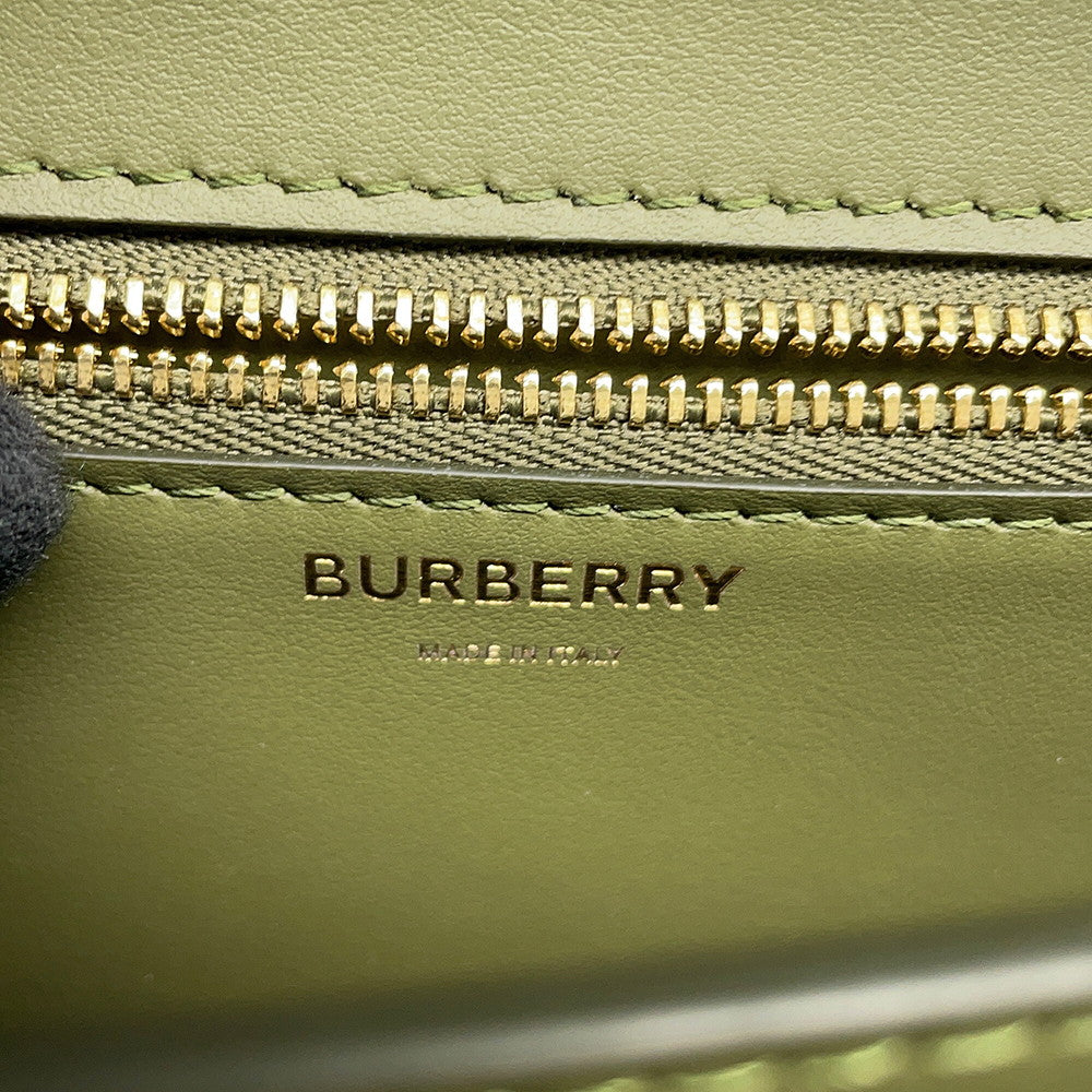 BURBERRY TB logo Shoulder Bag Khaki Leather