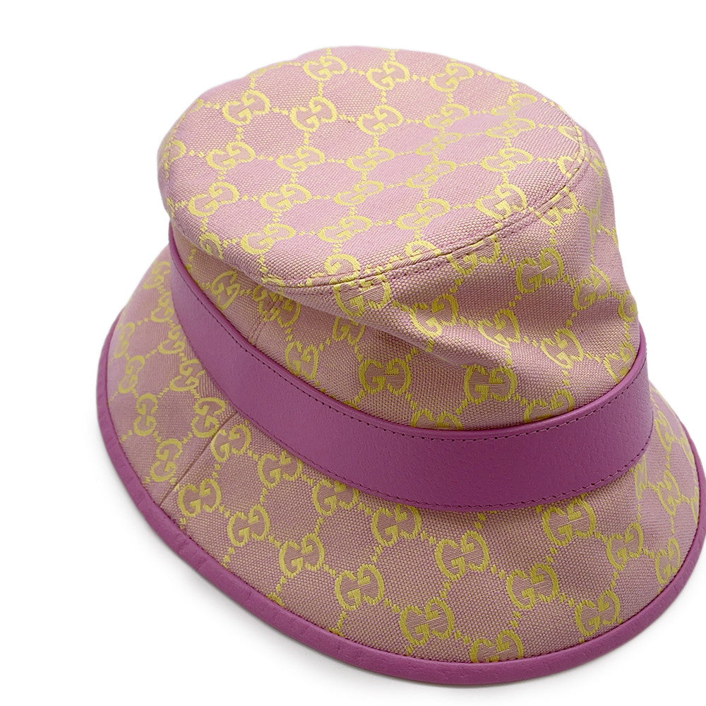 GUCCI Bucket hat Size S/57㎝ Pink/Yellow748476 Cotton70% Polyester30%