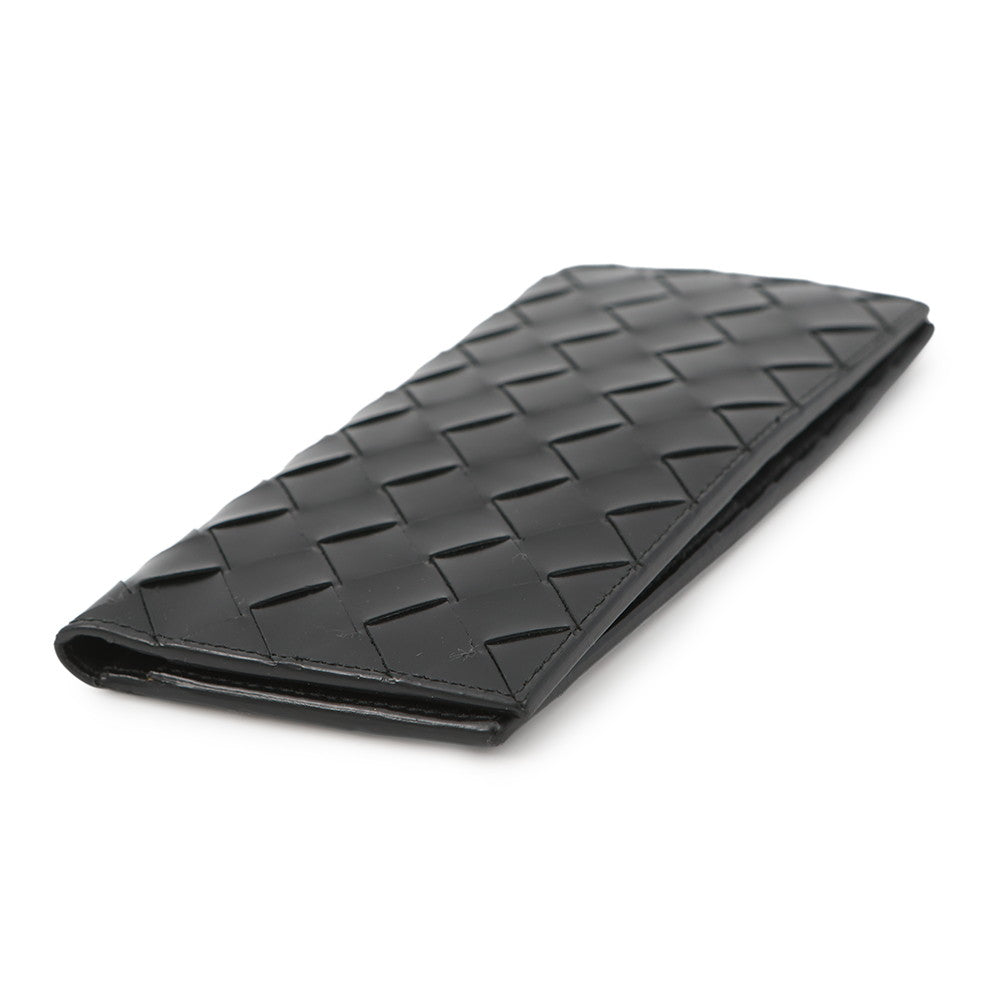 Bottega Veneta INTRECCIATO Bi-fold Long Wallet Black Leather