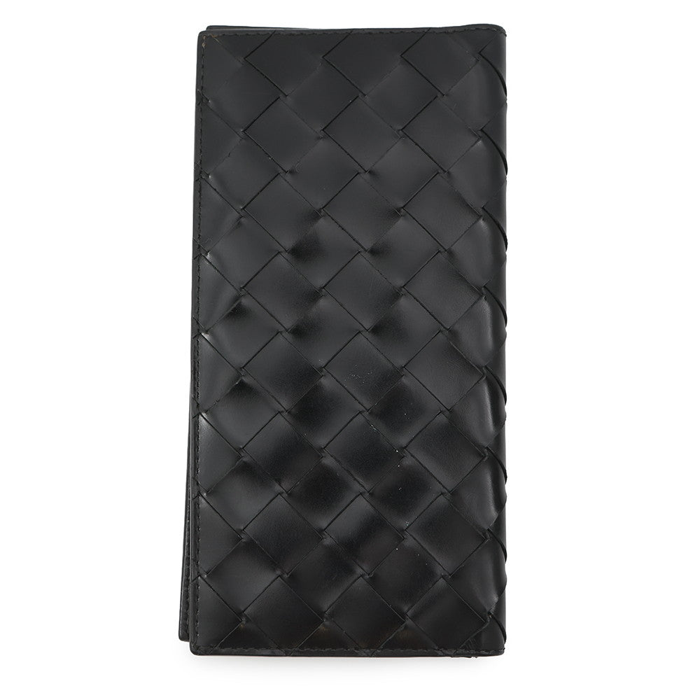 Bottega Veneta INTRECCIATO Bi-fold Long Wallet Black Leather