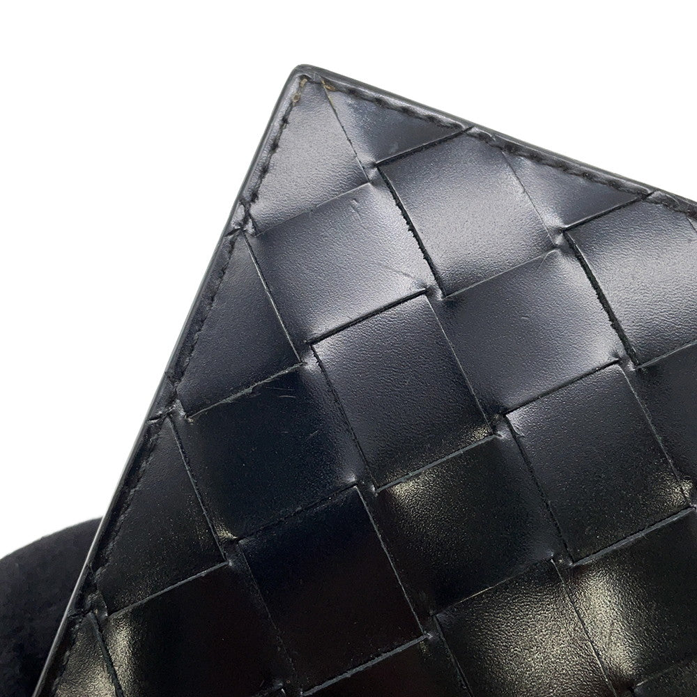 Bottega Veneta INTRECCIATO Bi-fold Long Wallet Black Leather