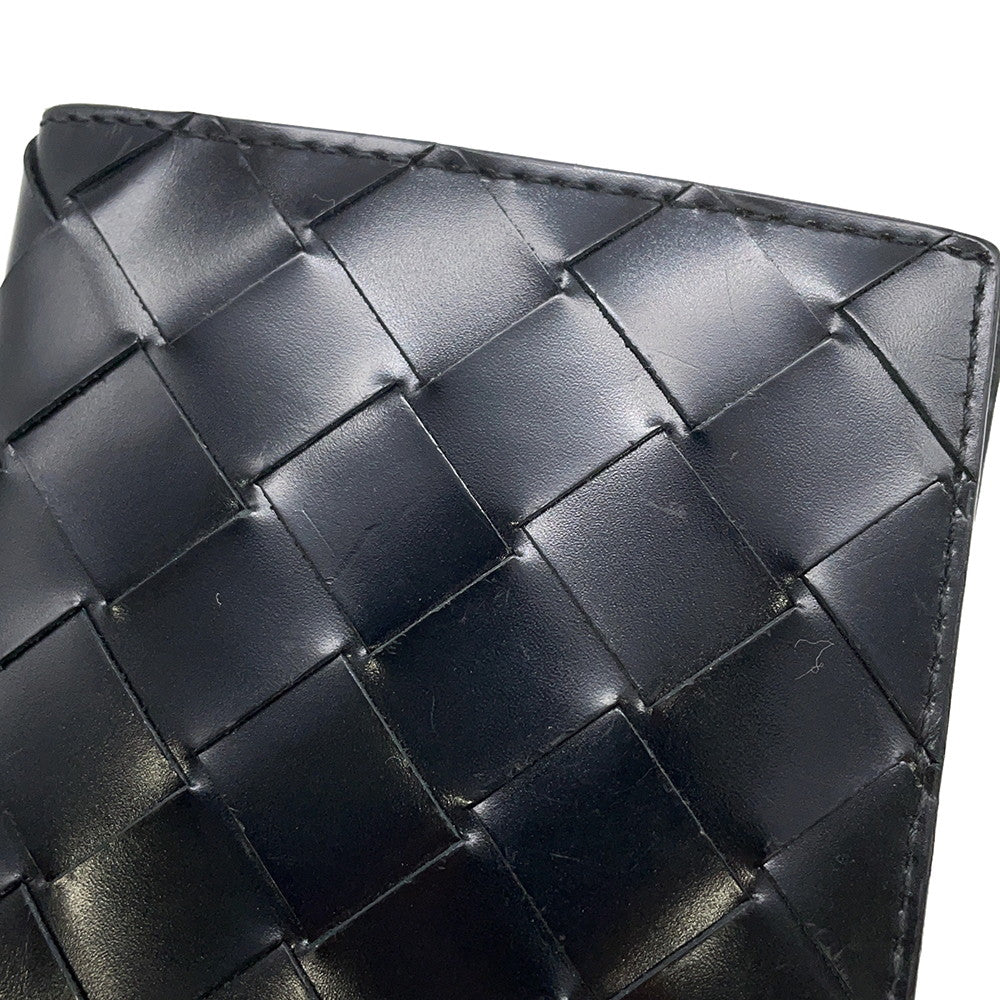 Bottega Veneta INTRECCIATO Bi-fold Long Wallet Black Leather