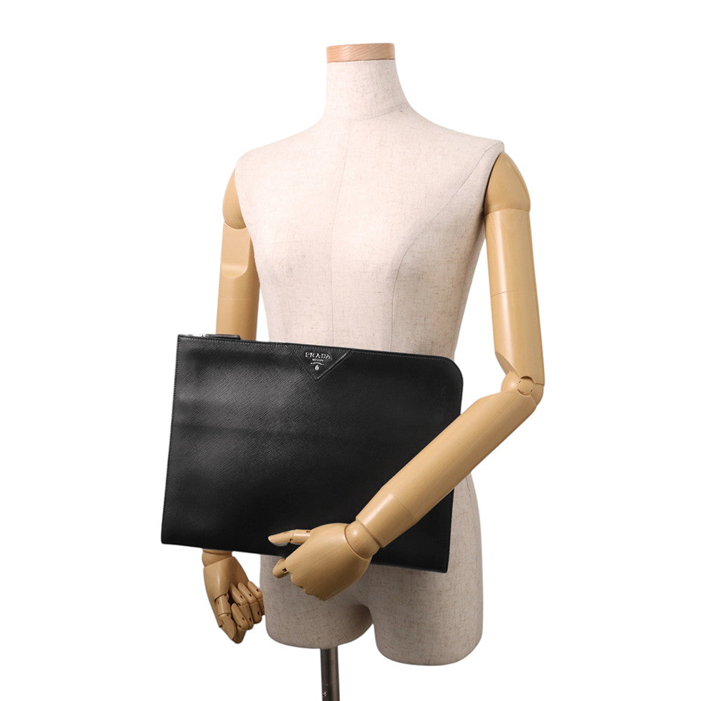 PRADA Clutch Bag Black2VN003 Leather