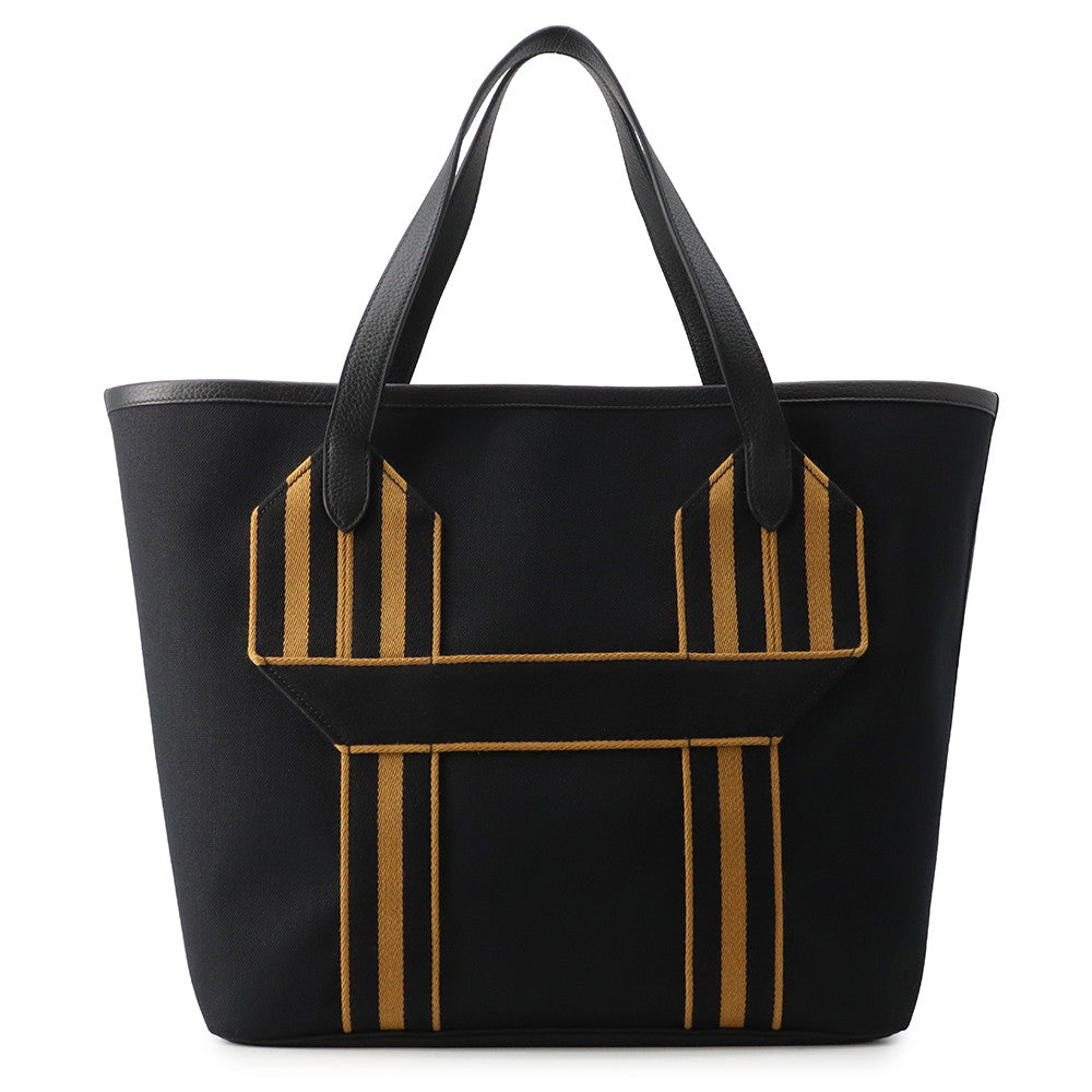 HERMES Pure Sangle Black/Caramel Toile Military Taurillon Clemence Size 37