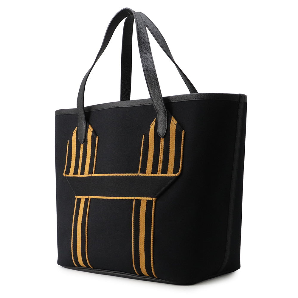 HERMES Pure Sangle Black/Caramel Toile Military Taurillon Clemence Size 37