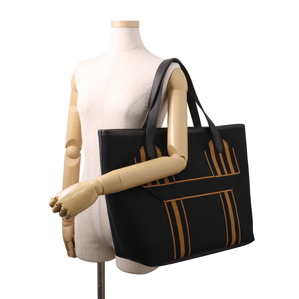 HERMES Pure Sangle Black/Caramel Toile Military Taurillon Clemence Size 37
