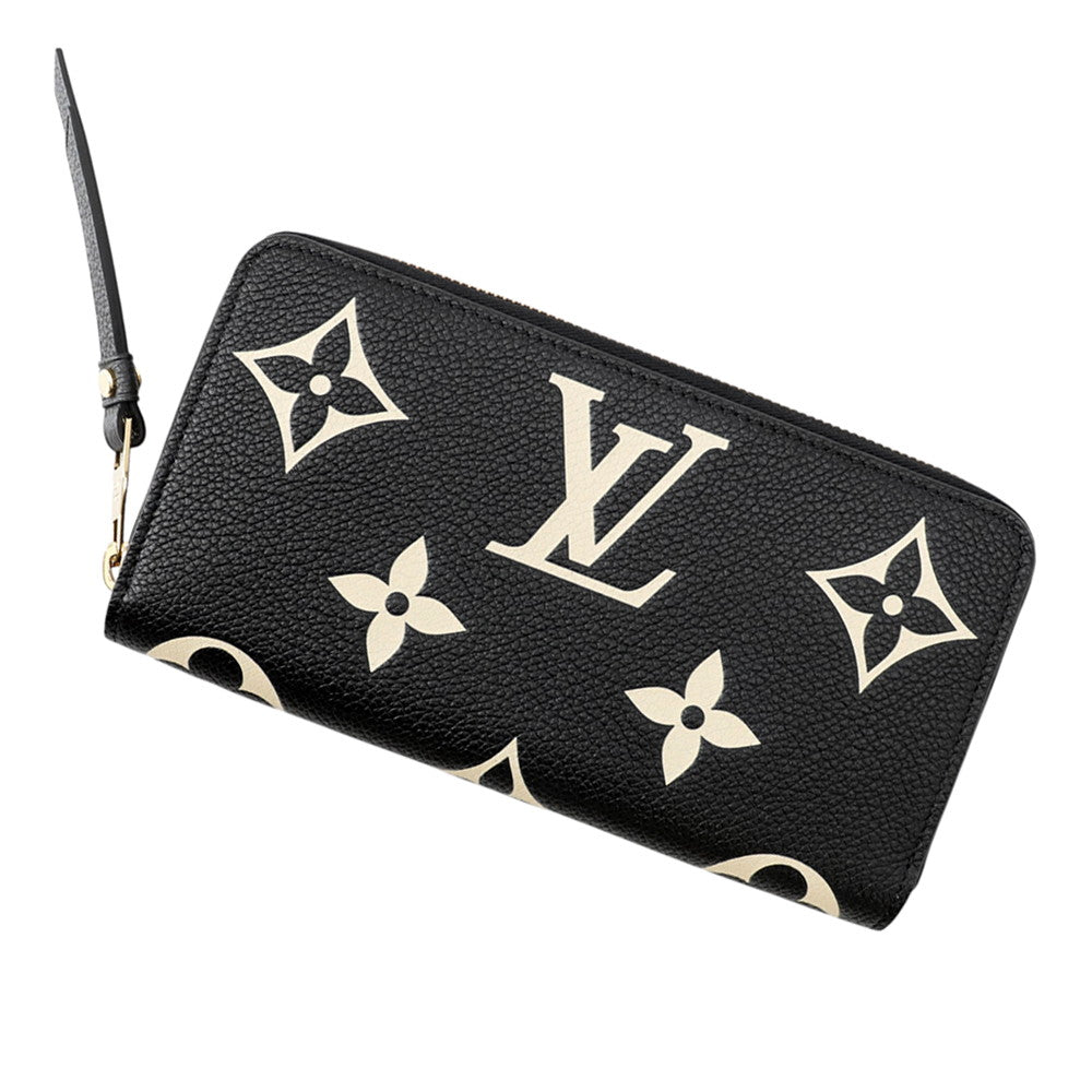 LOUIS VUITTON Zippy Wallet Noir/BeigeM80481 Bicolor Monogram Empreinte Leather