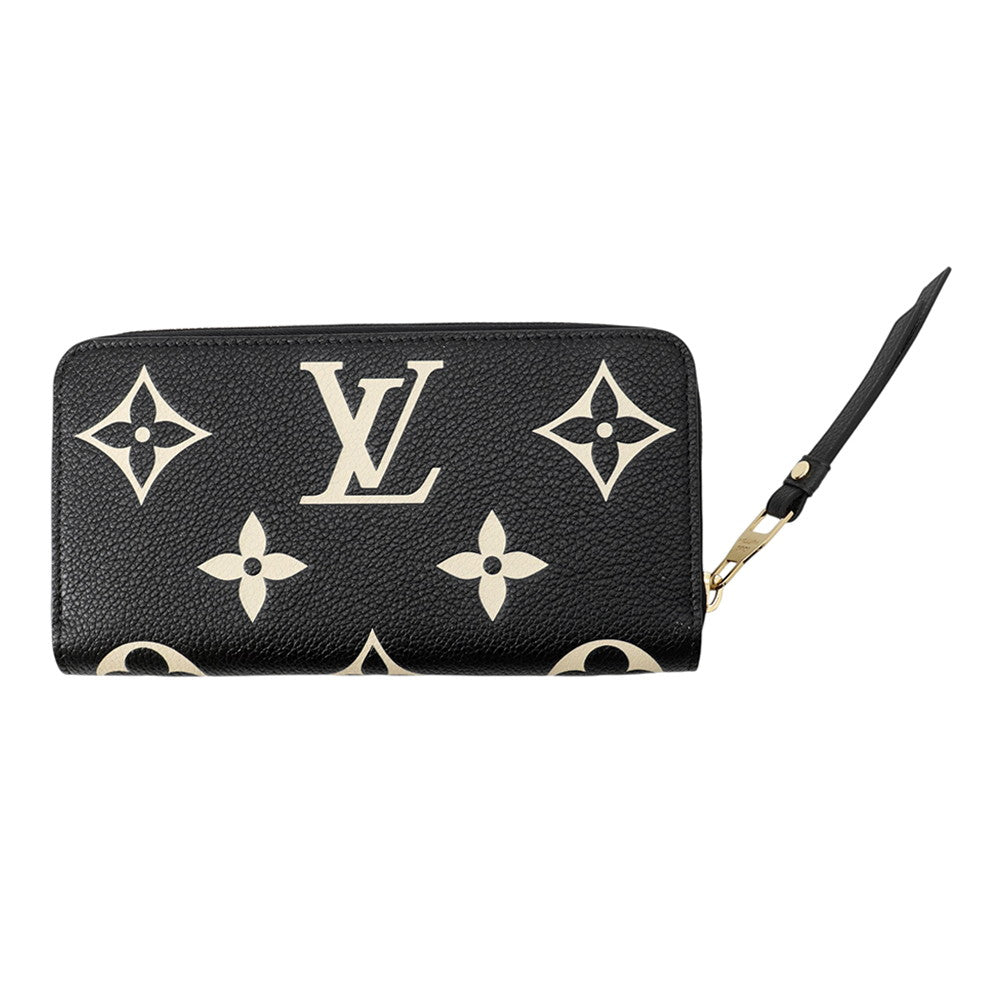 LOUIS VUITTON Zippy Wallet Noir/BeigeM80481 Bicolor Monogram Empreinte Leather