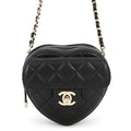 CHANEL Matelasse Heart Chain Shoulder Bag BlackAP2784 Lambskin