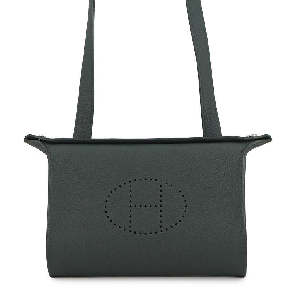 HERMES Videpoches Shoulder Bag Vert Mangrove Togo Leather