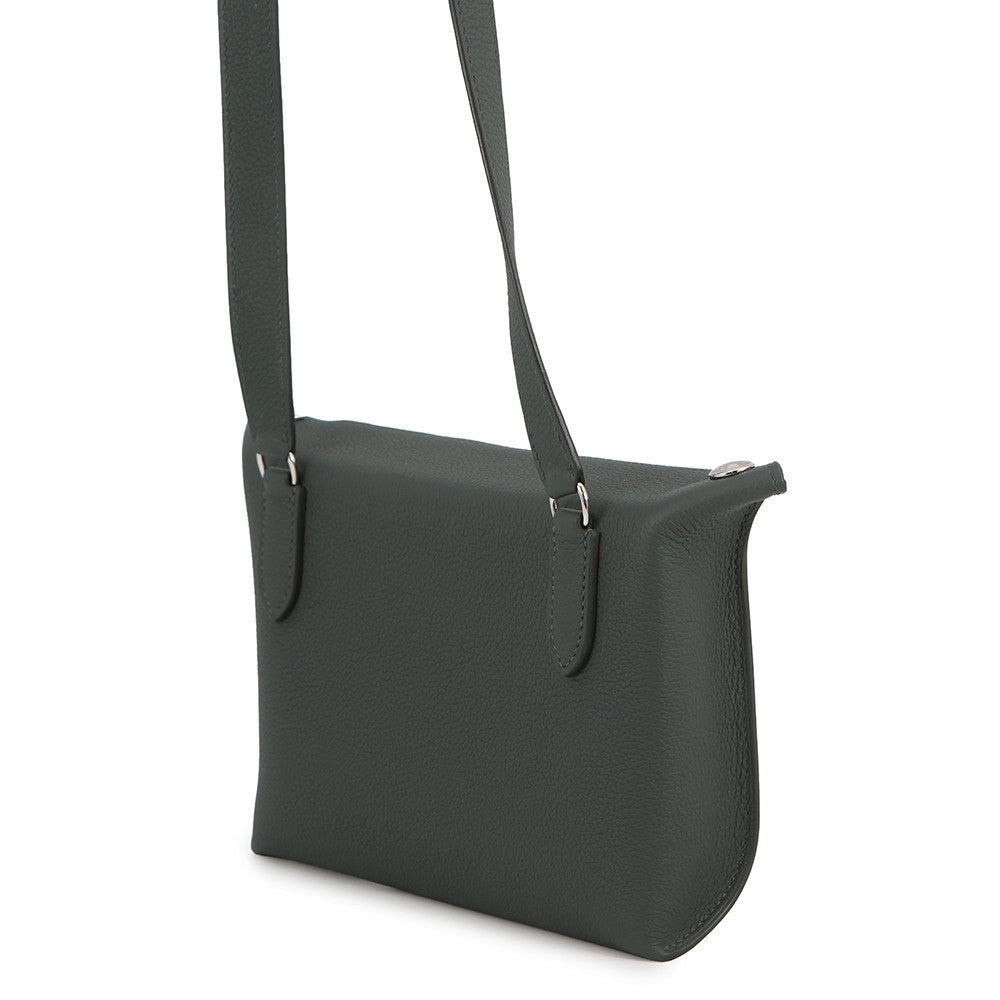 HERMES Videpoches Shoulder Bag Vert Mangrove Togo Leather