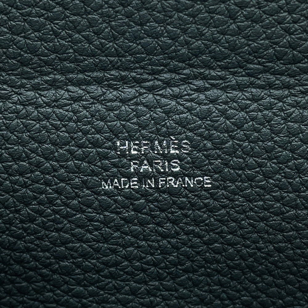 HERMES Videpoches Shoulder Bag Vert Mangrove Togo Leather