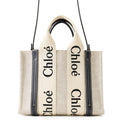Chloe Woody 2WAY Tote Bag Beige/Black Canvas Size Small