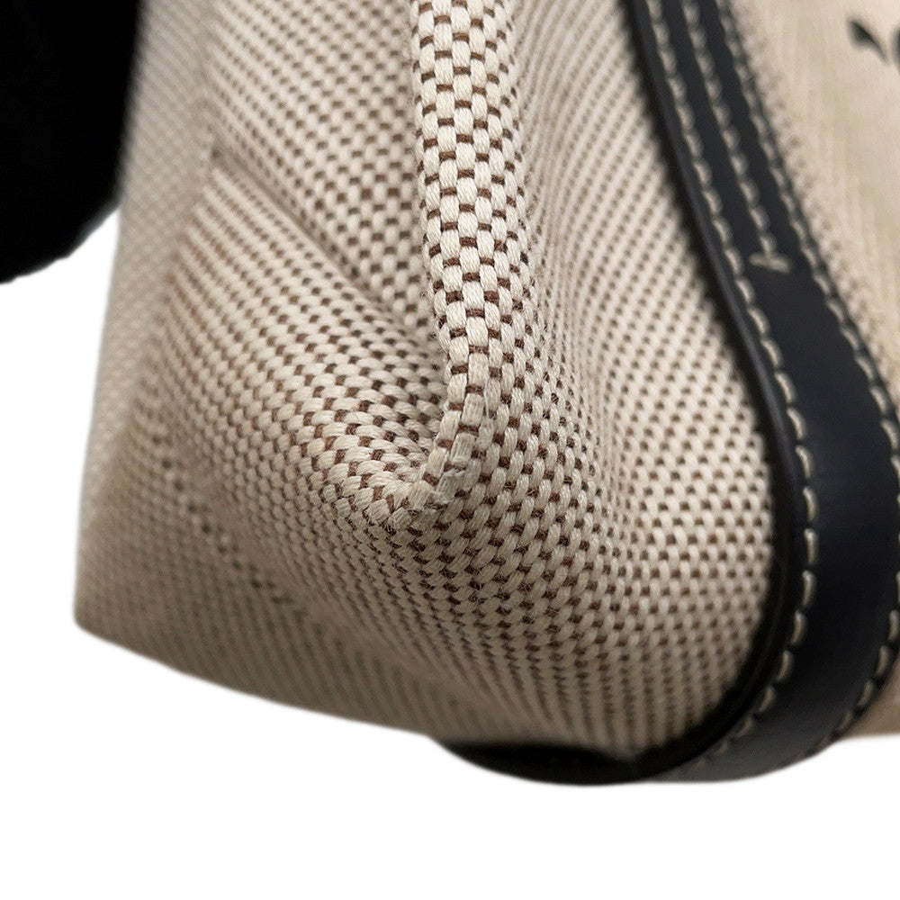 Chloe Woody 2WAY Tote Bag Beige/Black Canvas Size Small